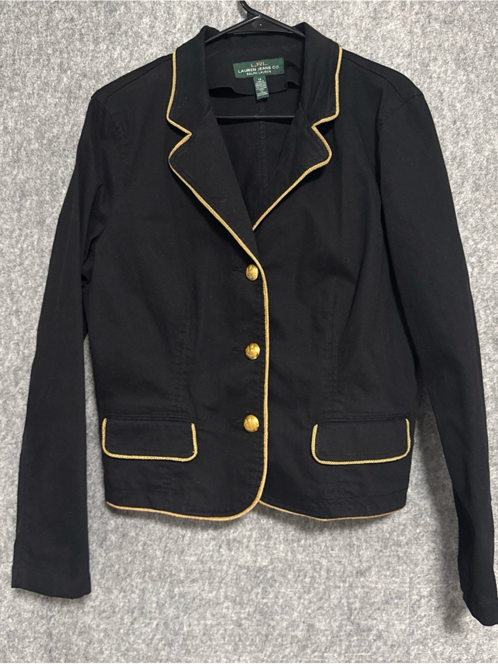Ralph Lauren Black Blazer with Gold Trim and Buttons